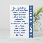Multiplayer Mode in Blue Wedding Invitation Kaart (Staand voorkant)