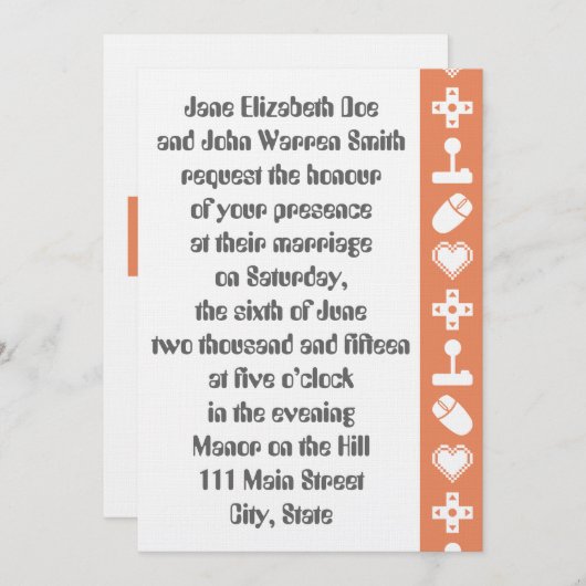 Multiplayer Mode in Coral Wedding Invitation Kaart (Voorkant / Achterkant)