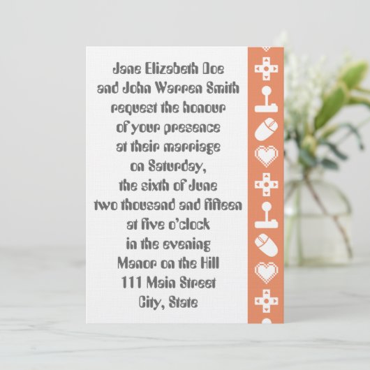 Multiplayer Mode in Coral Wedding Invitation Kaart (Staand voorkant)