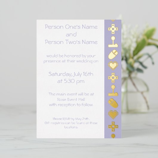 Multiplayer Mode in Lavendel Folie Invitation Folie Uitnodiging (Staand Voorkant)