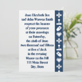 Multiplayer Mode in Navy Wedding Invitation Kaart (Staand voorkant)