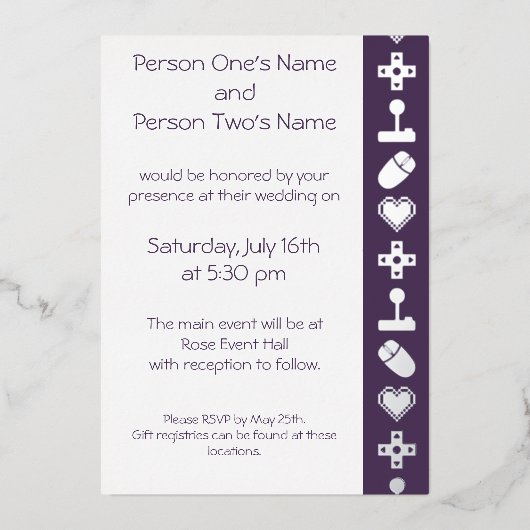 Multiplayer Mode in Paarse Folie Invitation Folie Uitnodiging (Voorkant)