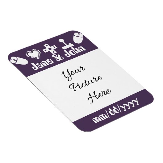 Multiplayer Mode in Paarse Save-the-Date Magnet Magneet (Rechterzijde)