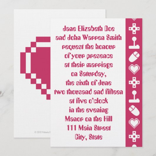 Multiplayer Mode in Raspberry Wedding Invitation Kaart (Voorkant / Achterkant)