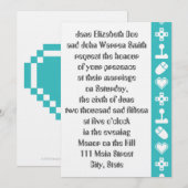 Multiplayer Mode in Turquoise Wedding Invitation Kaart (Voorkant / Achterkant)