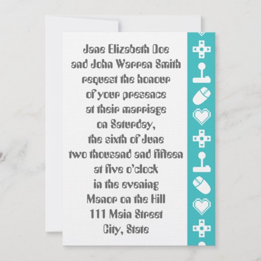 Multiplayer Mode in Turquoise Wedding Invitation Kaart (Voorkant)