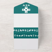 Multiplayer-modus in Blauwgroen All In One Uitnodiging (Buitenkant)