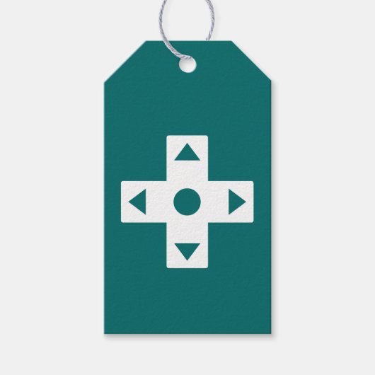Multiplayer-modus in Blauwgroen geschenk Label Cadeaulabel (Voorkant)