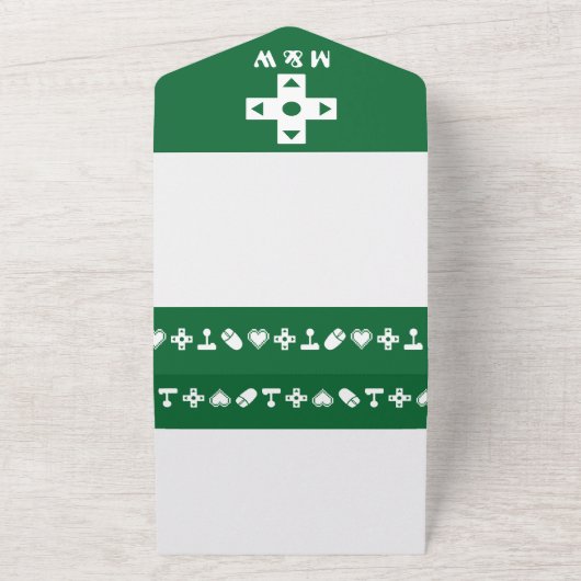 Multiplayer-modus in groen all in one uitnodiging (Buitenkant)