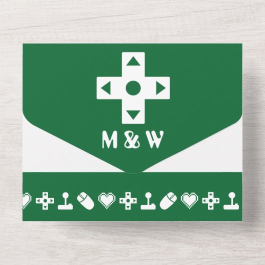 Multiplayer-modus in groen all in one uitnodiging (Achterkant)