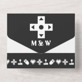 Multiplayer Modus in het Zwart All In One Uitnodiging (Achterkant)