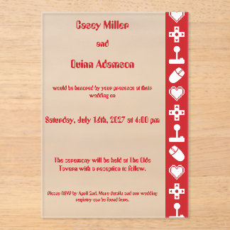 Multiplayer Modus in Kersen Acryl Trouw Uitnodigingen