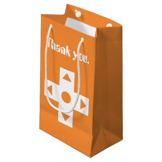 Multiplayer-modus in Oranje Gift Bag Klein Cadeauzakje (Voorkant Gekanteld)