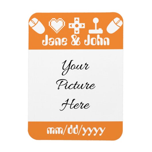 Multiplayer Modus in Oranje Save-the-Date Magneet (Verticaal)