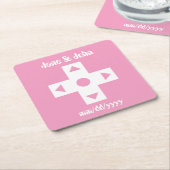 Multiplayer Modus in Roze Bloemblad Papier Coaster Kartonnen Onderzetters (Schuin)