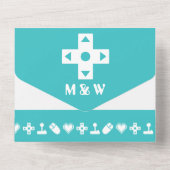 Multiplayer Modus in Turquoise All In One Uitnodiging (Achterkant)