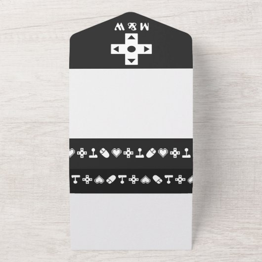 Multiplayer-modus in zwart all in one uitnodiging (Buitenkant)