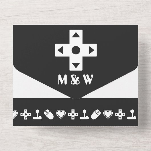 Multiplayer-modus in zwart all in one uitnodiging (Achterkant)