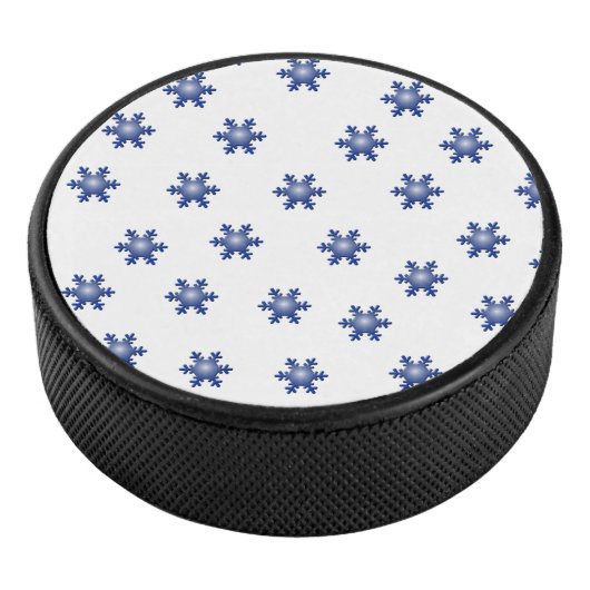 Multiple Blue Snowflake Starburst Hockey Puck (3/4)