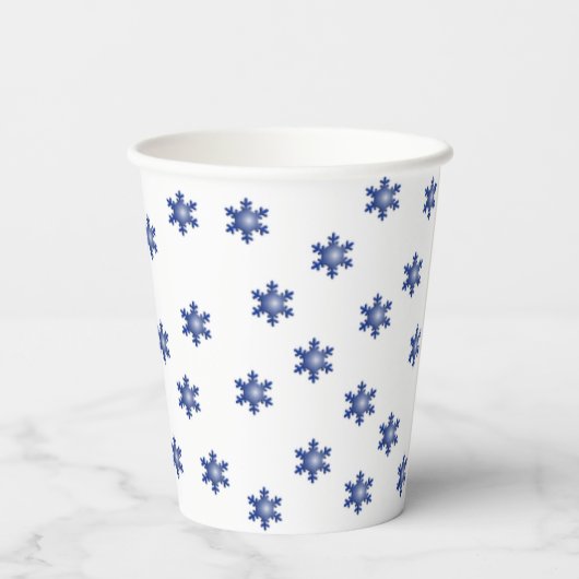 Multiple Blue Snowflake Starburst Papieren Bekers (Achterkant)