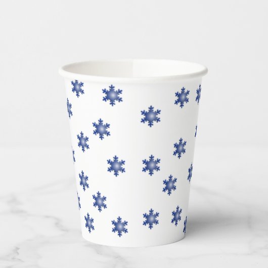 Multiple Blue Snowflake Starburst Papieren Bekers (Links)