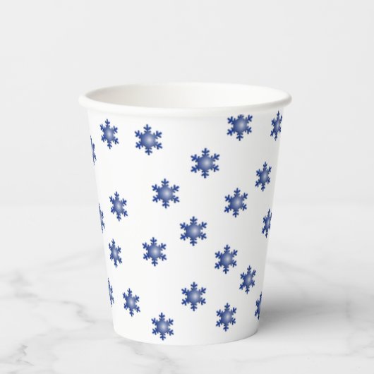 Multiple Blue Snowflake Starburst Papieren Bekers (Voorkant)