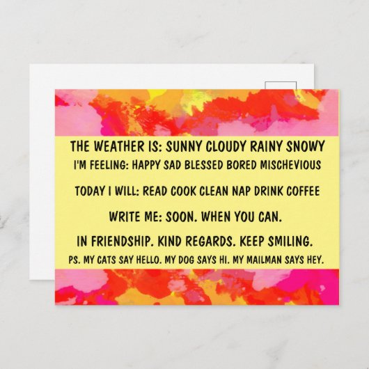 MULTIPLE CHOICE FUNNY "BUSY PERSON"-BRIEFKAART BRIEFKAART (Voorkant / Achterkant)