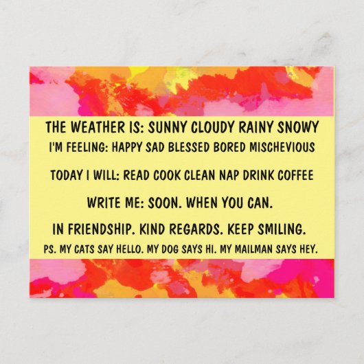 MULTIPLE CHOICE FUNNY "BUSY PERSON"-BRIEFKAART BRIEFKAART (Voorkant)