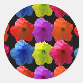 Multiple Colour Hibiscus Flowers Ronde Sticker