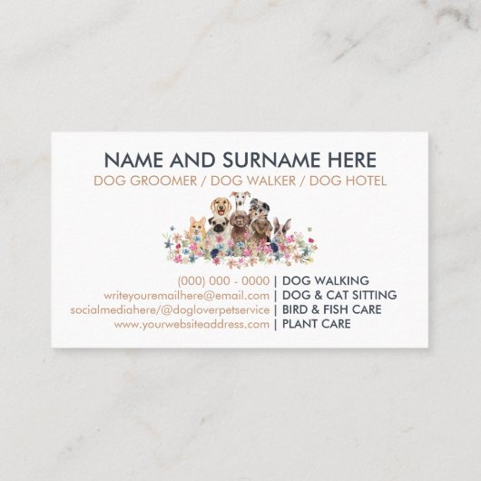 Multiple Dog Puppies Visitekaartje (Achterkant)