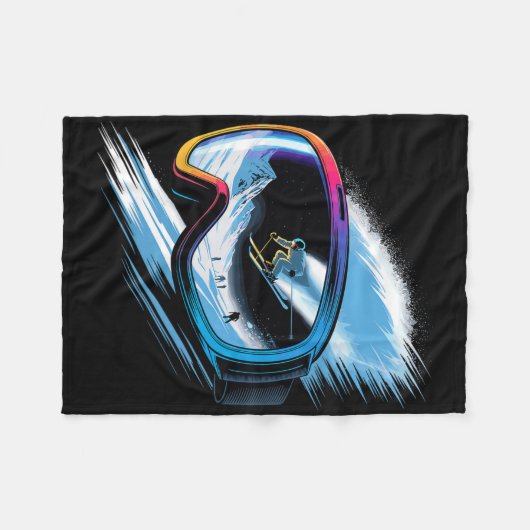 Multiple Exposure Art Skiing Mountain Ski Snow Win Fleece Deken (Voorkant (Horizontaal))