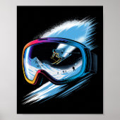 Multiple Exposure Art Skiing Mountain Ski Snow Win Poster (Voorkant)