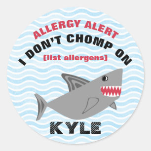 Multiple Food Allergy Alert Shark Stickers