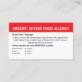 Multiple Food Allergy Alert Visitekaartje (Voorkant)