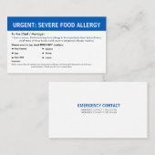 Multiple Food Allergy Alert Visitekaartje (Voorkant / Achterkant)