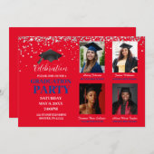 Multiple Foto Red en blue Graduation Party Kaart (Voorkant / Achterkant)