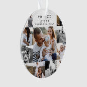 Multiple Grid Photo Collage Zwart & Gouden Pijn Ornament (voorkant)