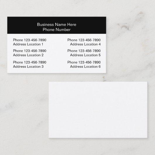 Multiple Location Business Cards Design Layout Visitekaartje (Voorkant / Achterkant)