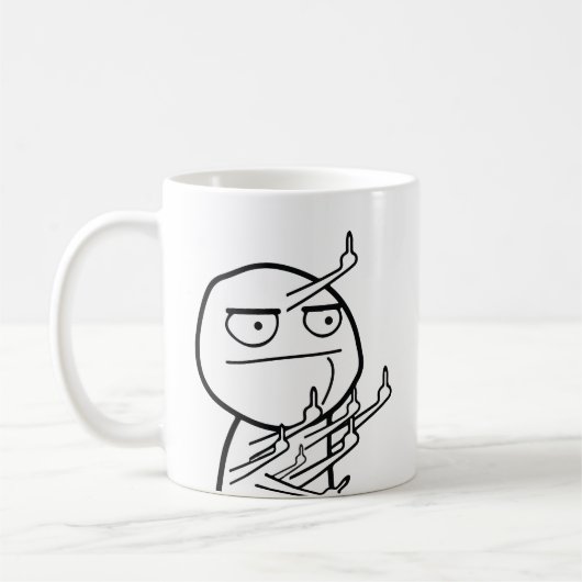 Multiple Middle Fingers Rage Face Meme Mug Koffiemok (Links)