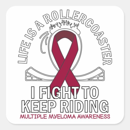 Multiple Myeloma cancer awareness burgundy ribbon Vierkante Sticker (Voorkant)