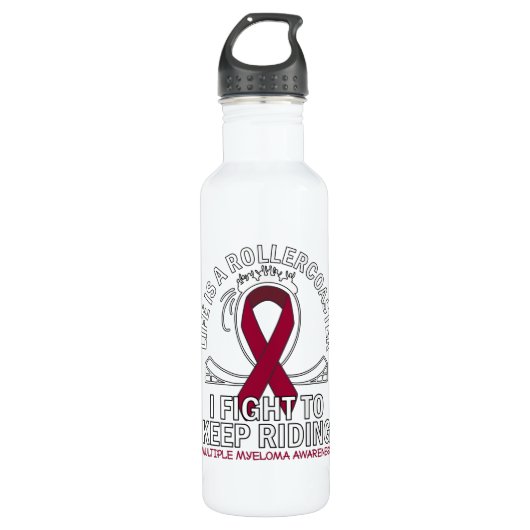 Multiple Myeloma cancer awareness burgundy ribbon Waterfles (Voorkant)