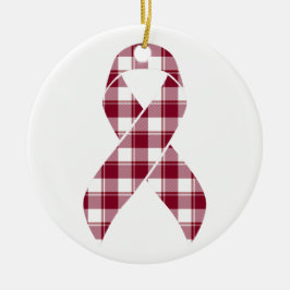 Multiple Myeloma Cancer Awareness Plaid Burgundy  Keramisch Ornament