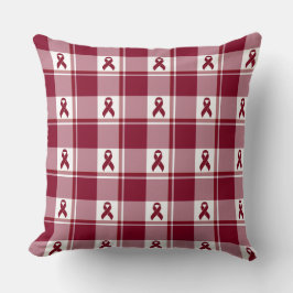 Multiple Myeloma Cancer Awareness Plaid Burgundy Kussen