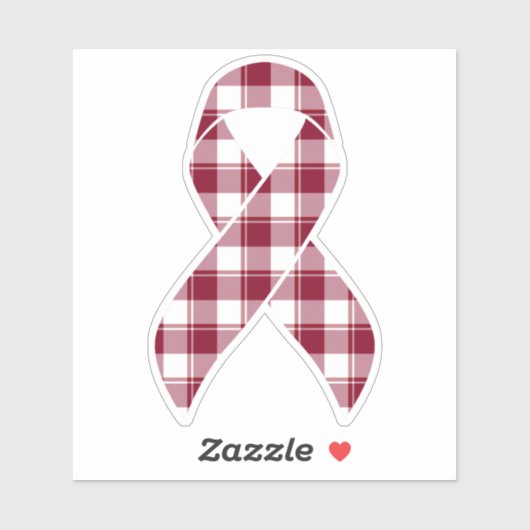 Multiple Myeloma Cancer Awareness Plaid Burgundy Sticker (Vel)