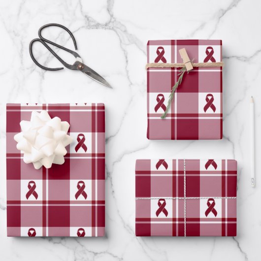 Multiple Myeloma Cancer Awareness Plaid Inpakpapier Vel (Voorkant)