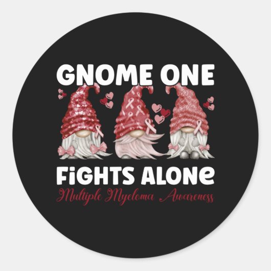 Multiple Myeloma Cancer Burgundy Ribbon Gnome Ronde Sticker (Voorkant)