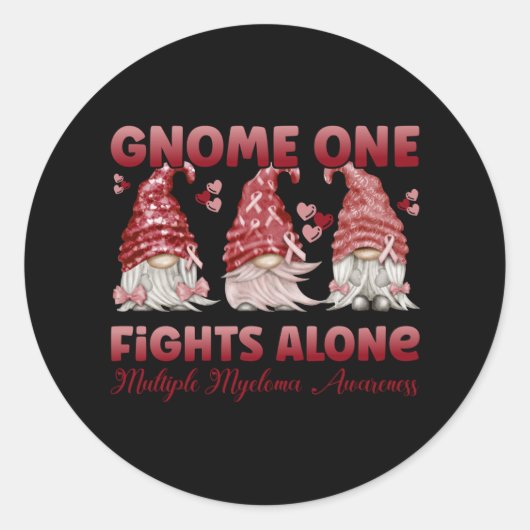 Multiple Myeloma Cancer Burgundy Ribbon Gnome Ronde Sticker (Voorkant)