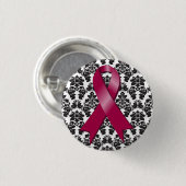 Multiple Myeloma Damask Burgundy Ribbon Ronde Button 3,2 Cm (Voorkant /achterkant)