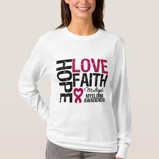 Multiple Myeloma Hope Love Faith T-shirt (Voorkant)