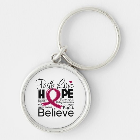 Multiple Myeloma Typographic Faith Love Hope Sleutelhanger (Voorkant)